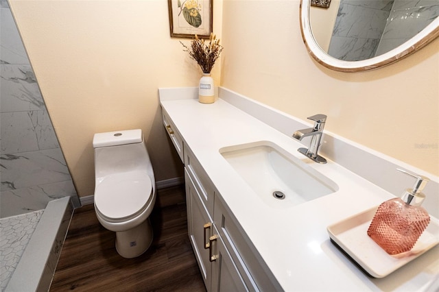 681 Greywood Dr, Altamonte Springs, FL 32701 - full bathroom with vanity, a marble finish shower, and wood finished floors