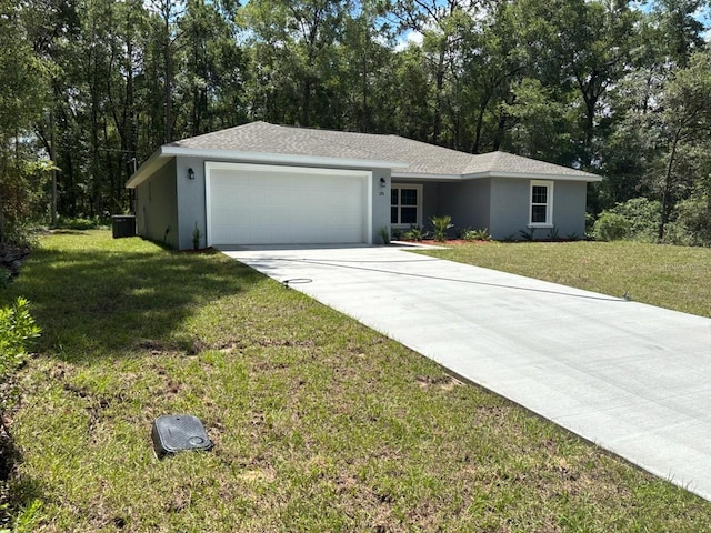 1176 W Bridge Dr, Citrus Springs, FL 34434 - single story home featuring an attached garage, driveway, a front yard, and stucco siding