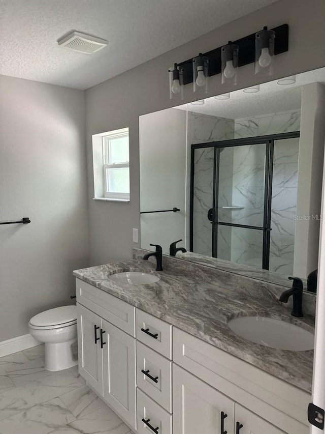 1176 W Bridge Dr, Citrus Springs, FL 34434 - bathroom with marble look tile flooring, double vanity, and a marble finish shower