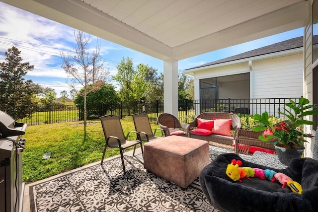 1055 Rustic Mill Dr, Saint Augustine, FL 32092 - fenced backyard featuring outdoor lounge area and a patio area