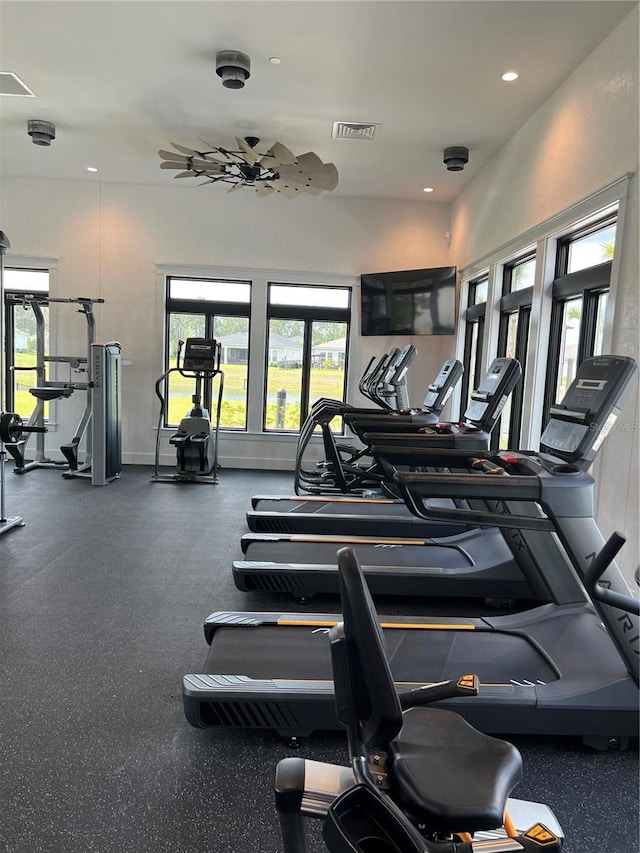 1055 Rustic Mill Dr, Saint Augustine, FL 32092 - exercise room featuring recessed lighting