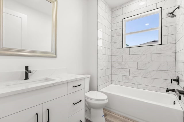 321 Watershore Dr, Leesburg, FL 34748 - full bathroom featuring vanity, shower / bathtub combination, and wood finished floors