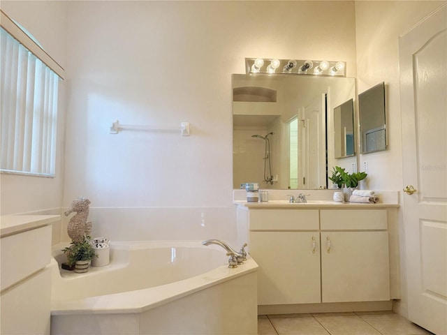 3416 Capland Ave, Clermont, FL 34711 - full bathroom with a garden tub, vanity, tile patterned flooring, and a shower