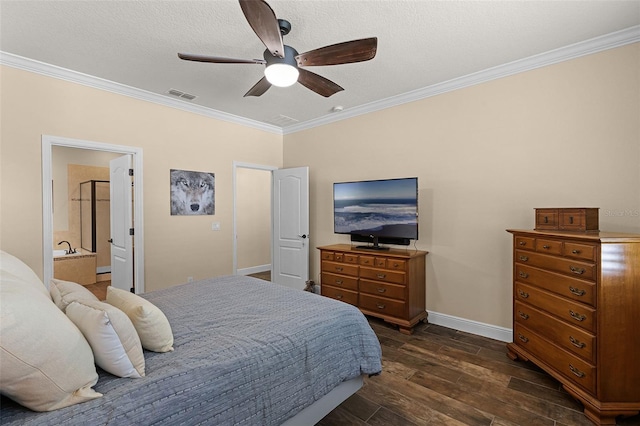 418 Rock Springs Cir, Groveland, FL 34736 - bedroom with crown molding, dark wood-style flooring, and ceiling fan