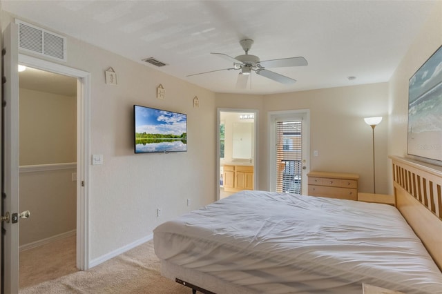 2717 Bushman Dr, Kissimmee, FL 34746 - bedroom featuring light colored carpet and ceiling fan