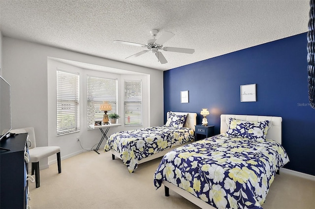 1309 Corona Ave, The Villages, FL 32159 - bedroom featuring carpet, ceiling fan, and a textured ceiling