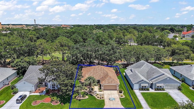 1309 Corona Ave, The Villages, FL 32159 - aerial perspective of suburban area with property parcel outlined