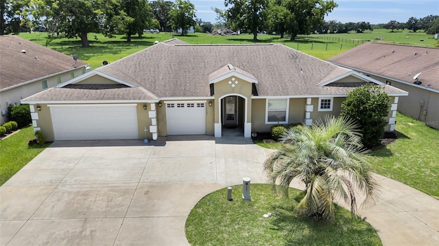12407 NE 48th Loop, Oxford, FL 34484 - single story home with concrete driveway, stucco siding, a garage, roof with shingles, and a front yard
