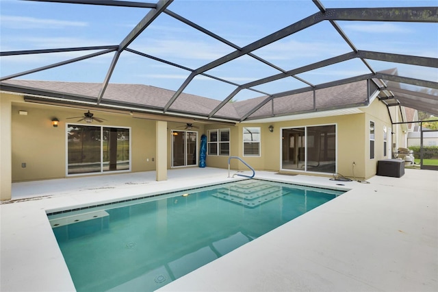 12407 NE 48th Loop, Oxford, FL 34484 - outdoor pool featuring a ceiling fan, a patio area, and a lanai