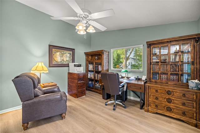 17970 SE 102nd Ct, Summerfield, FL 34491 - office area featuring light wood finished floors and ceiling fan
