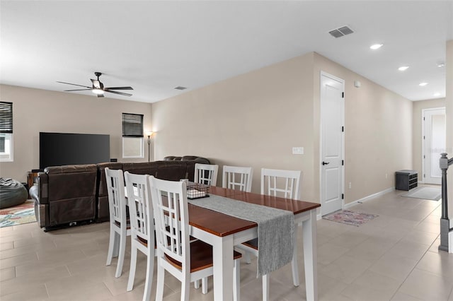 872 Griffon Ave, Lake Alfred, FL 33850 - dining area featuring ceiling fan, light tile patterned floors, and recessed lighting