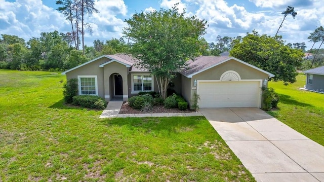 10331 SW 45th Ave, Ocala, FL 34476 - single story home with a garage, driveway, stucco siding, and a front lawn