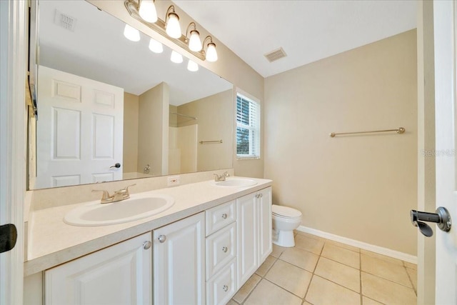 10331 SW 45th Ave, Ocala, FL 34476 - bathroom featuring double vanity, tile patterned flooring, and a shower