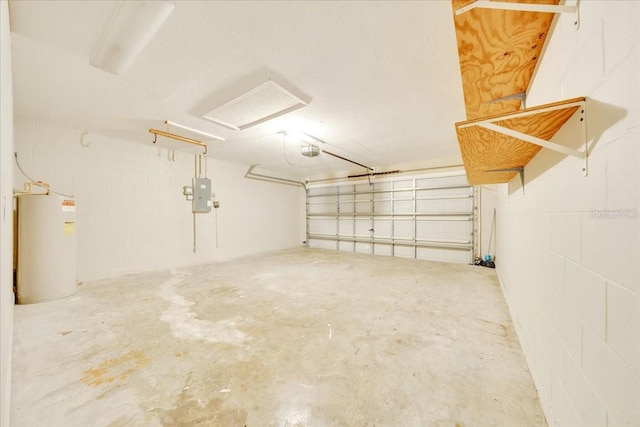 10331 SW 45th Ave, Ocala, FL 34476 - garage with water heater, a garage door opener, concrete block wall, and electric panel