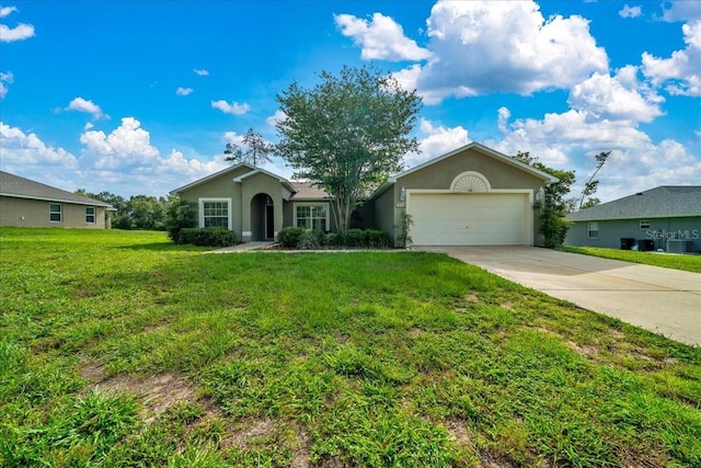 10331 SW 45th Ave, Ocala, FL 34476 - ranch-style home featuring an attached garage, concrete driveway, stucco siding, and a front lawn