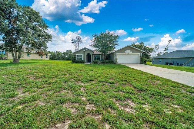 10331 SW 45th Ave, Ocala, FL 34476 - single story home featuring a garage, concrete driveway, a front lawn, and stucco siding