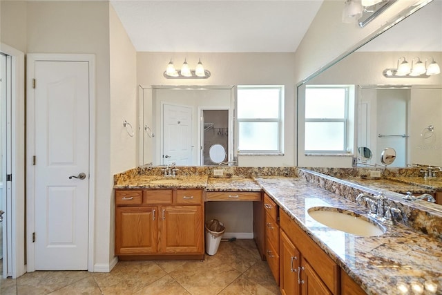 2880 Manor Downs, The Villages, FL 32162 - full bathroom with a closet, vanity, and tile patterned flooring