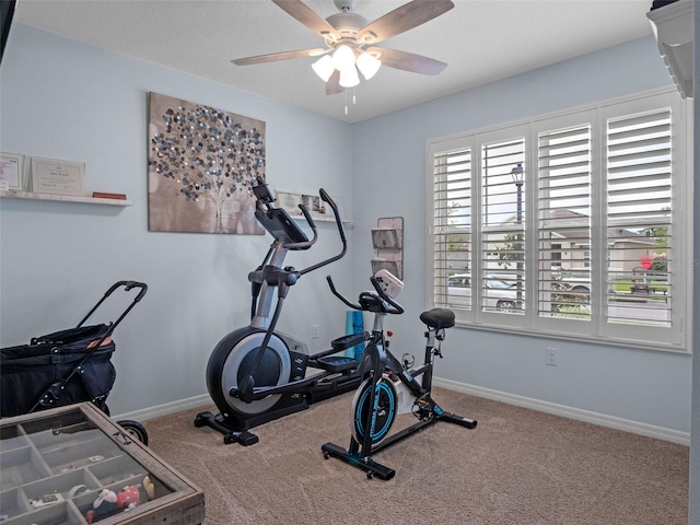2710 Lilyturf Ct, Tavares, FL 32778 - exercise area with a ceiling fan and carpet