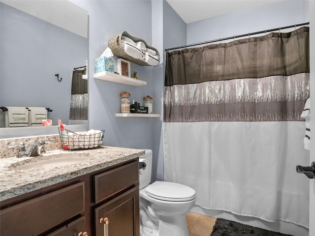 2710 Lilyturf Ct, Tavares, FL 32778 - bathroom with vanity, tile patterned flooring, and a shower with shower curtain