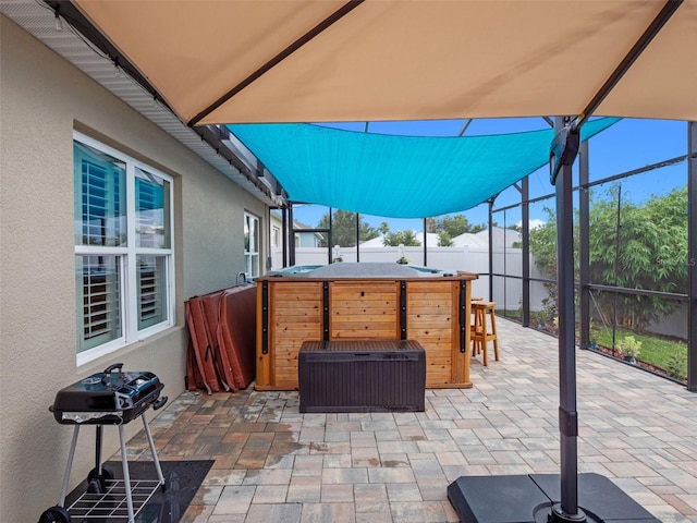 2710 Lilyturf Ct, Tavares, FL 32778 - fenced backyard with a patio, a hot tub, and grilling area
