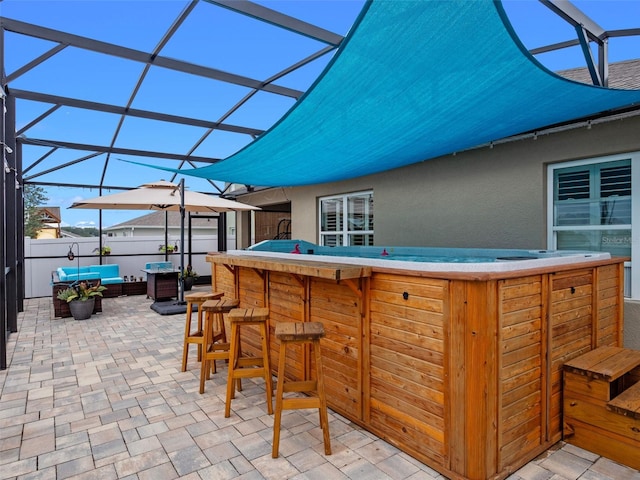 2710 Lilyturf Ct, Tavares, FL 32778 - view of patio / terrace featuring an outdoor living space and a lanai