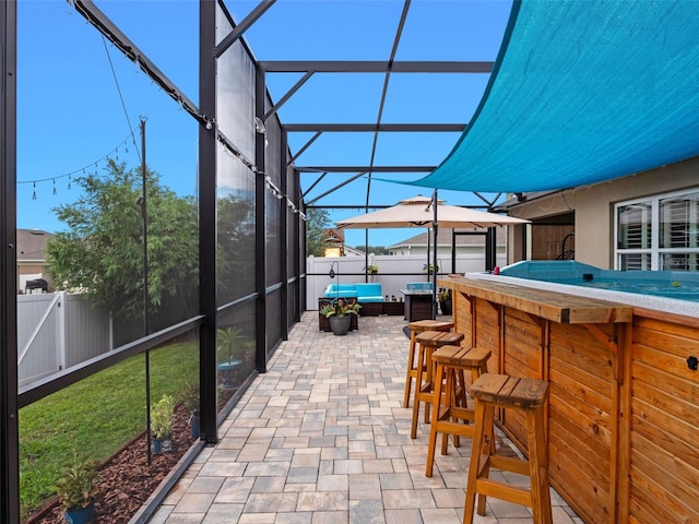 2710 Lilyturf Ct, Tavares, FL 32778 - sunroom featuring outdoor lounge area