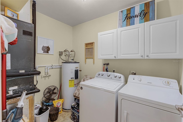 628 Drew Ave, Clermont, FL 34711 - laundry room with water heater, cabinet space, separate washer and dryer, and heating unit