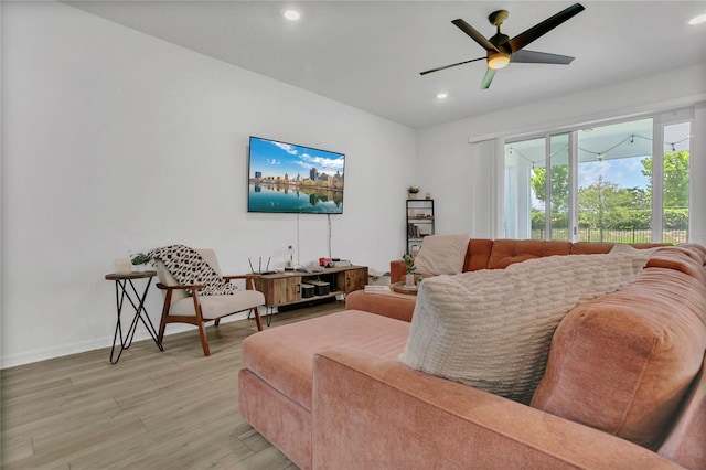 2755 Bobcat Chase Blvd, Oakland, FL 34787 - living room featuring light wood-style floors, recessed lighting, and a ceiling fan