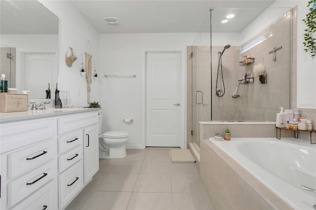 2755 Bobcat Chase Blvd, Oakland, FL 34787 - full bathroom with vanity, a shower stall, tile patterned flooring, and a garden tub