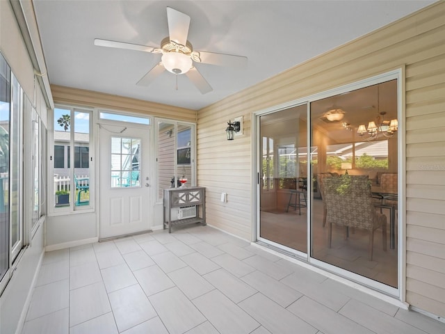 2620 Persimmon Loop, The Villages, FL 32162 - sunroom / solarium with ceiling fan and a chandelier