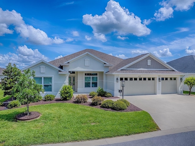 6295 Danielson Loop, The Villages, FL 32163 - single story home with an attached garage, stucco siding, concrete driveway, a front lawn, and roof with shingles