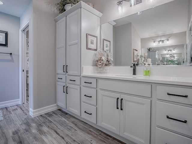 6295 Danielson Loop, The Villages, FL 32163 - bathroom featuring double vanity and wood finished floors