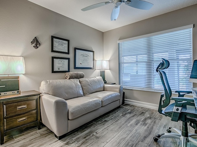 6295 Danielson Loop, The Villages, FL 32163 - office area with ceiling fan and light wood-type flooring