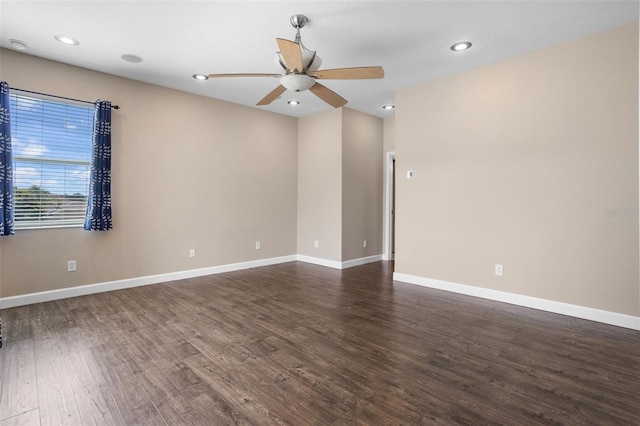 1892 Sanderling Dr, Clermont, FL 34711 - unfurnished room featuring a ceiling fan, dark wood-style flooring, and recessed lighting
