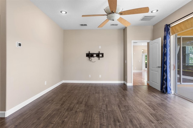 1892 Sanderling Dr, Clermont, FL 34711 - unfurnished room with ceiling fan, dark wood-style floors, and recessed lighting