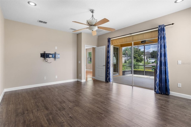 1892 Sanderling Dr, Clermont, FL 34711 - empty room with ceiling fan, wood finished floors, and recessed lighting