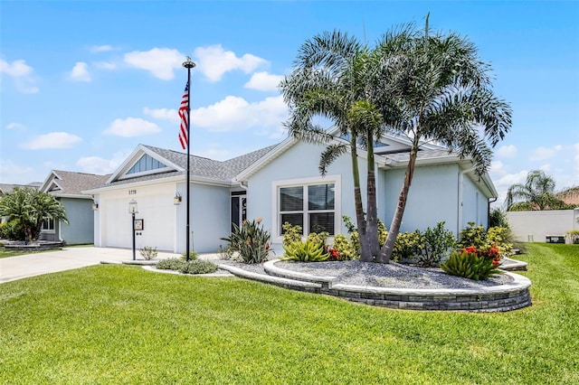 5778 Henry Loop, The Villages, FL 32163 - ranch-style home featuring concrete driveway, stucco siding, a front yard, and a garage