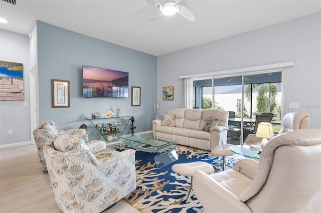 5778 Henry Loop, The Villages, FL 32163 - living area with ceiling fan, light wood-style flooring, and recessed lighting