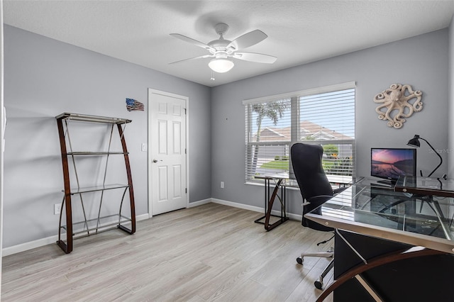 5778 Henry Loop, The Villages, FL 32163 - home office with light wood-style floors and a ceiling fan