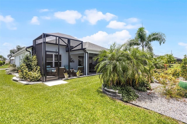 5778 Henry Loop, The Villages, FL 32163 - back of property featuring a yard, a lanai, stucco siding, and a patio