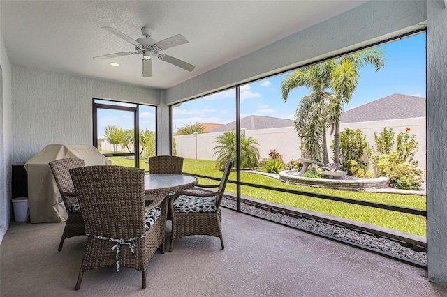 5778 Henry Loop, The Villages, FL 32163 - sunroom / solarium with ceiling fan and outdoor dining area