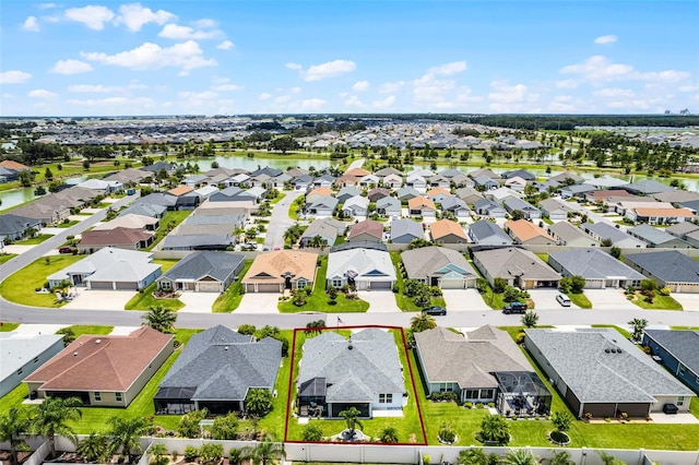 5778 Henry Loop, The Villages, FL 32163 - aerial perspective of suburban area featuring property parcel outlined and a nearby body of water