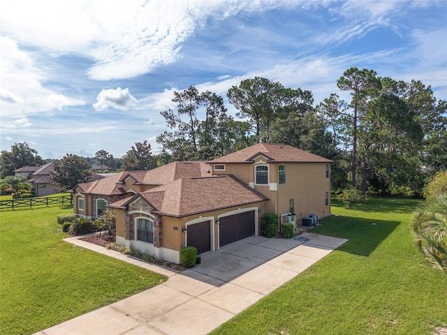 21312 Marsh View Ct, Clermont, FL 34715 - mediterranean / spanish house with stucco siding, an attached garage, driveway, and roof with shingles