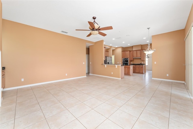 21312 Marsh View Ct, Clermont, FL 34715 - unfurnished living room featuring light tile patterned flooring, ceiling fan, and recessed lighting