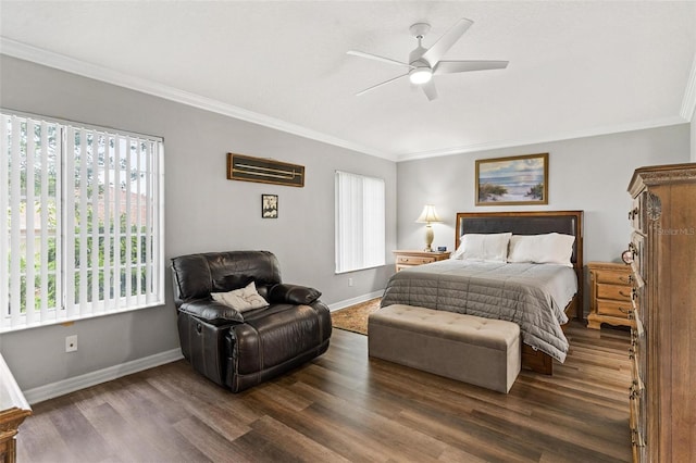 5971 Brittania Blvd, Tavares, FL 32778 - bedroom featuring ornamental molding, dark wood-style floors, and ceiling fan