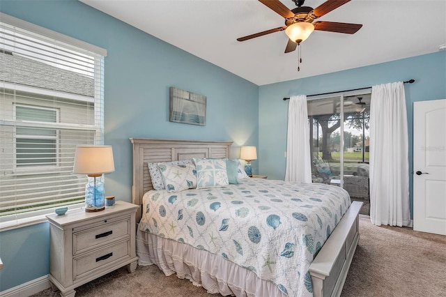 3681 Arlington Ridge Blvd, Leesburg, FL 34748 - bedroom featuring carpet flooring, access to exterior, multiple windows, and a ceiling fan