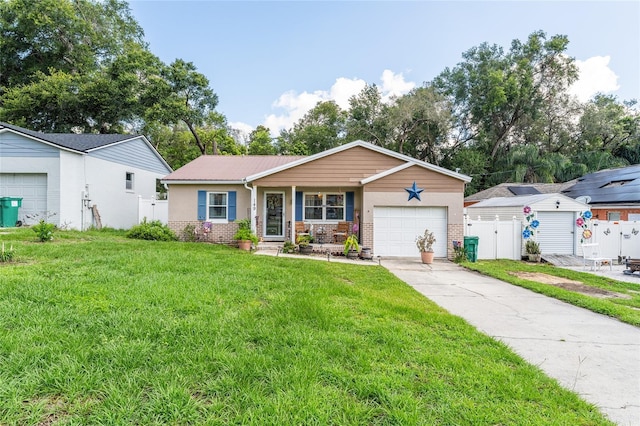 149 Shiloh Ave, Lady Lake, FL 32159 - single story home featuring an attached garage, concrete driveway, brick siding, and a gate