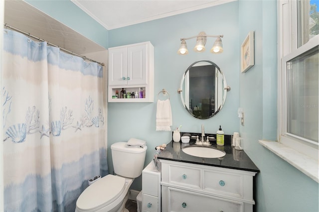 149 Shiloh Ave, Lady Lake, FL 32159 - full bathroom featuring vanity, ornamental molding, and a shower with curtain