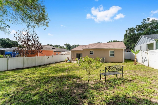 149 Shiloh Ave, Lady Lake, FL 32159 - rear view of property with stucco siding, a fenced backyard, and a metal roof