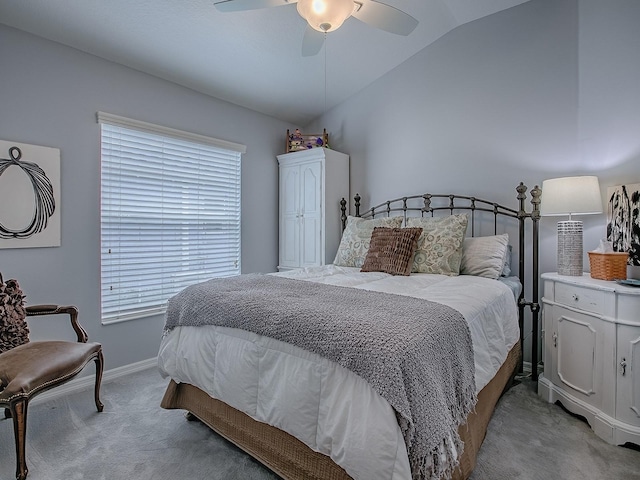 1982 Eldridge Loop, The Villages, FL 32162 - bedroom featuring vaulted ceiling, light colored carpet, multiple windows, and ceiling fan